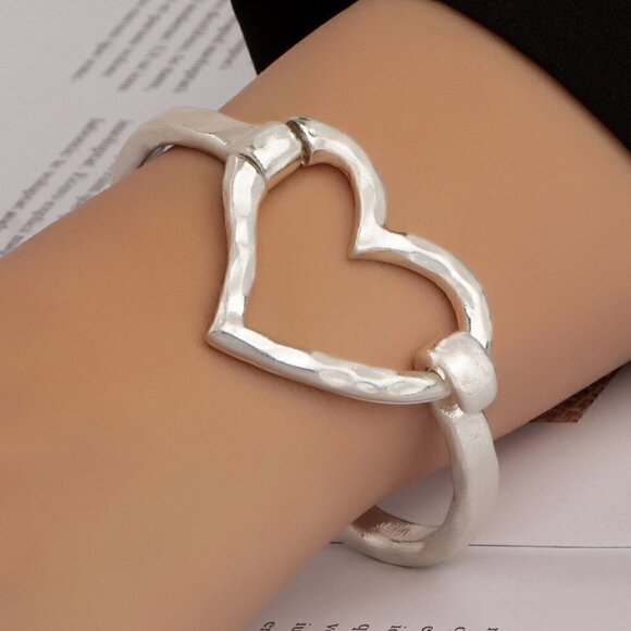 925 Sterling Silver Tube Bracelet W Silver Heart, Sterling  Silver heart bracelet